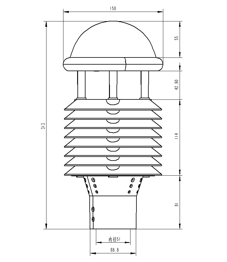 智慧燈桿配套環(huán)境監(jiān)測傳感器產品尺寸圖